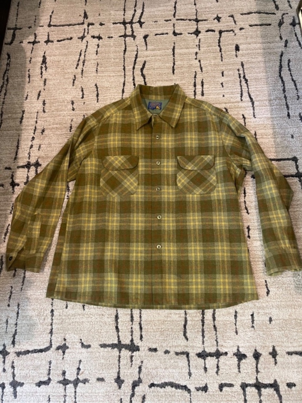 READ VTG 60s Pendleton Board Shirt XL Shadow Plaid Wool Loop Collar Flap Pocket